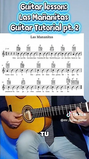 Guitar lesson: Las Mañanitas Guitar Tutorial: Easy Chords & Strumming for Beginners.Free beginning guitar lessons with Mr.Javier. Learn to play the guitar, all genres. #lasmananitas #guitarlesson #easyguitartutorial #guitartok #fyp