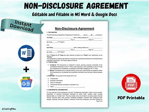 Editable Non-disclosure Agreement Template: NDA Form for MS Word, Google Docs & PDF - Etsy
