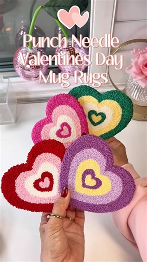 Punch Needle Heart Mug Rug Coasters Tutorial on Finishing! #punchneedle #mugrugs#punchneedletutorial