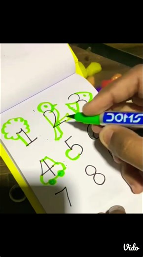How to draw 1 to 9 number drawing..with doms brush pen #drawingskill #viral
