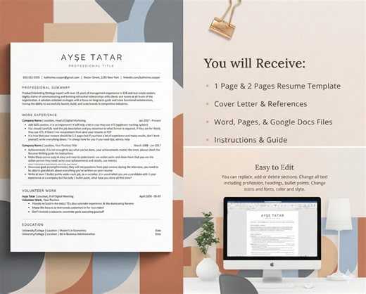 ATS Friendly Resume Template Word, Pages, Google Docs, ATS Resume, ATS Cv Resume Template, Minimalist Resume, Simple Resume, Basic Resume - Etsy