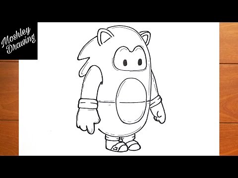 How to Draw Fall Guys Skins - Sonic The Hedgehog