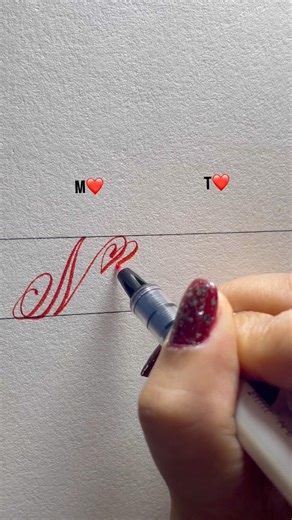 “M” & “T” Heart Font(tutorial) #calligraphy #lettering #reels #viral -#shorts