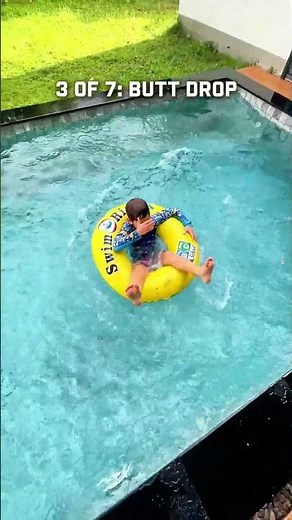 Tricks with 2 floaty rings | backyard swimming pool jumping challenge