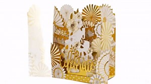 Punch Studio 3D Pop-Up Celebration Greeting Card with Gold Foil Accents, 4.25" x 4.75", Celebrate Cake