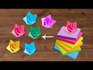 🌺Easy and Beautiful Sticky Note Origami Rose Flowers🌺DIY Easy Paper Flowers! Origami Rose Tutorial