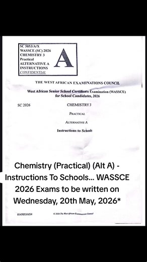 WASSCE 2026 Chemistry Practical Instructions