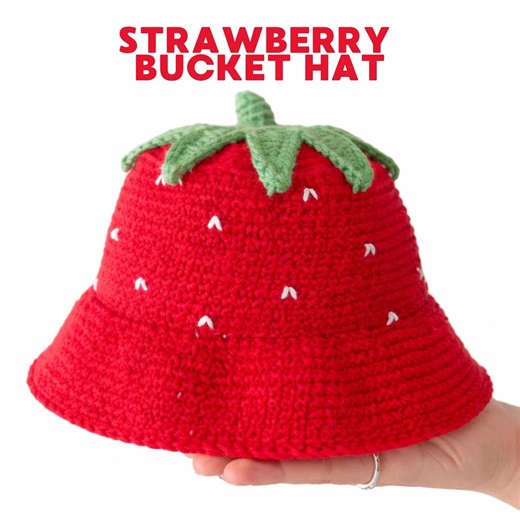 Strawberry Bucket Hat Crochet Pattern PDF – Cute Summer Fruit Hat Tutorial, Trendy Y2K Aesthetic Cap DIY Guide ENGLISH - Etsy UK