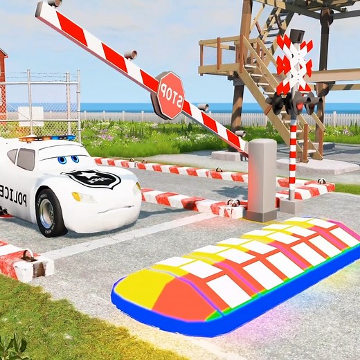 111K views · 969 reactions | McQueen on Flatbed Trailer – Truck Transport Crash Test! Cars vs Speedbumps vs Train | BeamNG Ep.172 #flatbedtruck #fblifestyle #BeamNGDrive #CarTransport #FlatbedTruck | Gamingworld | Facebook