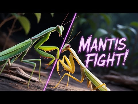 Green Mantis vs Yellow Mantis Fight | Real Insect Battle | Ultimate Predator Showdown