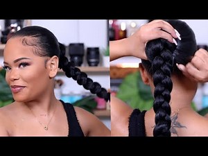 SUPER SLEEK LONG BRAIDED PONYTAIL (ON NATURAL HAIR) | Protective Style | Arnellarmon