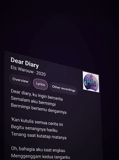 Dear Diary - Lirik dan Arti Lagu