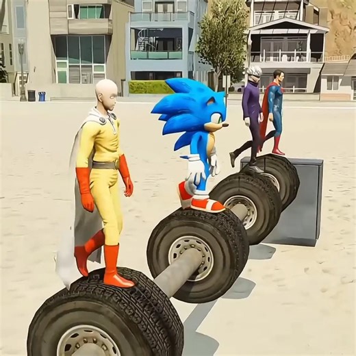 SAITAMA VS SONIC VS SUPERMAN SPRINT CHALLENGE WHO IS THE FASTEST | #Shorts | #gta5 | #goku | #sonic