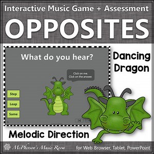 Melodic Direction Step Leap Same Interactive Music Game   Assessment {dragon}