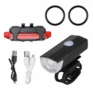 [Hot Item] Outdoor Riding Equipment Bike Light USB Rechargeable Night Riding Lighting Waterproof Bicycle Lights Set