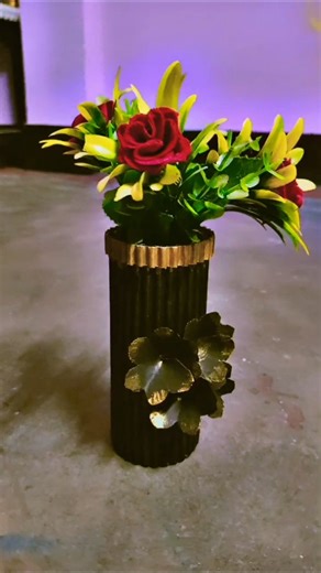 How to make a flower pot from a wasted bottle and cardboard #craft #shorts #youtubeshorts