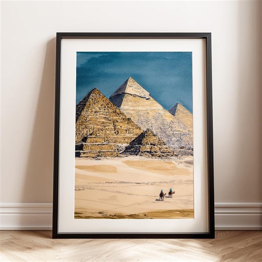 Pyramids of Giza Wall Art, Egypt Wall Art, Pyramids Digital Art, Pyramids Art Gift, Architectural Watercolor Illustration, Famous Landmarks - Etsy