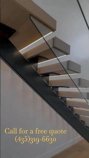 Luxury Floating Mono Stair Treads With Glass Railing