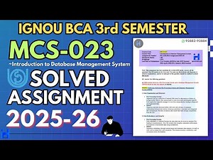 MCS-023 Solved Assignment July-25/Jan-26 | IGNOU BCA (3rd Sem) Assignment Solutions (2025-2026)