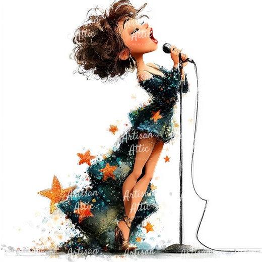 14 Jgps of Singer Performing, Digital Clipart Quirky Music Character Artwork Scrapbook Images Printable Retro Concert Wall Art - Etsy UK