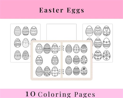 Easter Egg Coloring Pages L Color Sheets for Kids, Digital Download - Etsy