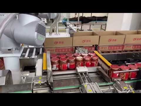 Cobot-powered case packing for glass sauce jars