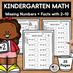Printable PDF| Add Sub Missing Numbers Facts worksheet with 2–10