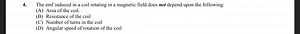 4. The emf induced in a coil rotating in a magnetic field does ... | Filo