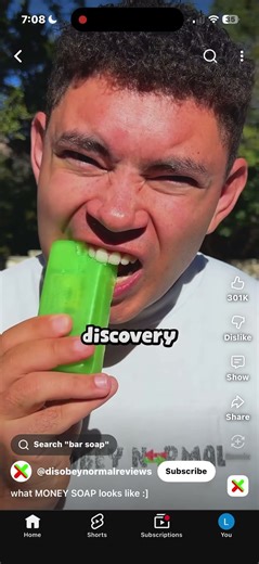 man eating a soap