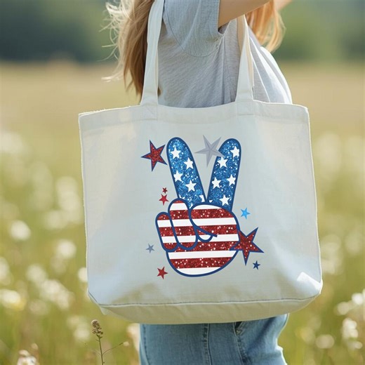 Peace Sign USA Zippered Tote Bag, Patriotic American Flag Totebag, Stars and Stripes July 4th Gift - Etsy
