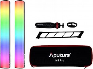 Aputure 2-Pack MT Pro RGB LED Tube Light 7.5W CCT from 2000K -10000K Output Pixel-Mappable RGBWW Light Wand Stick Support Sidus Link Bluetooth App Control