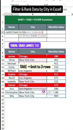 Filter & Rank Data by City in Excel 🔥
