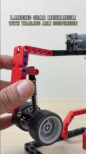 Landing Gear Mechanism With Trailing Arm Suspension #lego #legotechnic #mechanical #mechanism