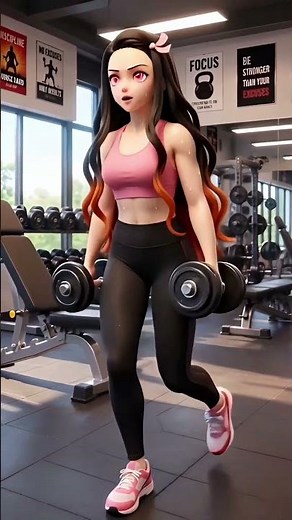 Nezuko Becomes a Muscle Demon 🔥 | 3D Animation #nezuko #demonslayer #gym #anime #kimetsunoyaiba