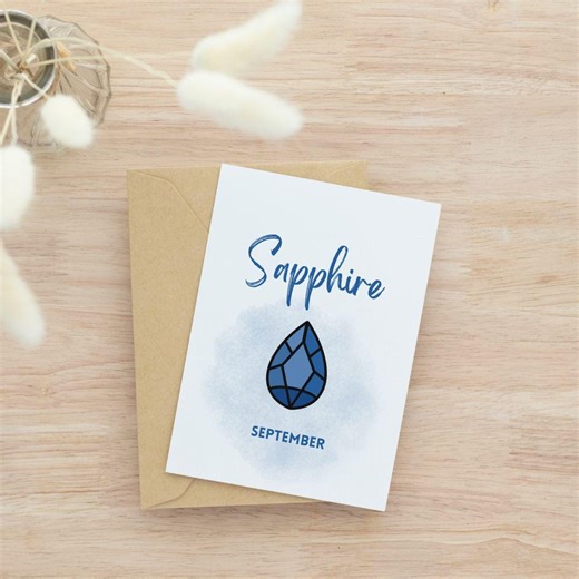 September Birthstone Greeting Cards, Sapphire Gemstone Birthday Cards, Digital and Printable Version - Etsy
