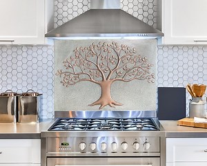 Handmade Hammered Copper Tree of Life Backsplash: Rustic Kitchen Wall Art - Etsy