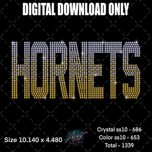 Hornets Rhinestone Fade Template SVG SSV3 PNG | School Spirit Rhinestone Design | Digital Download - Etsy