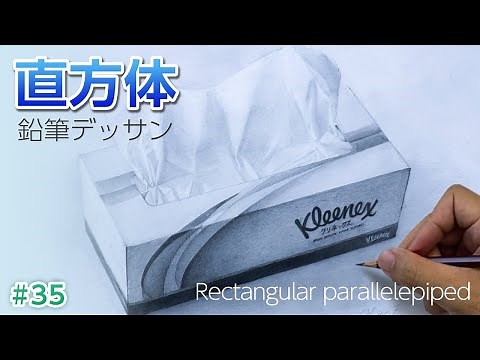 【鉛筆デッサン】ティッシュの箱と透視図法 ※アリの目線で見るとこうなります