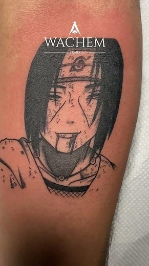 Itachi Uchiha Black & Gray Anime Tattoo Process