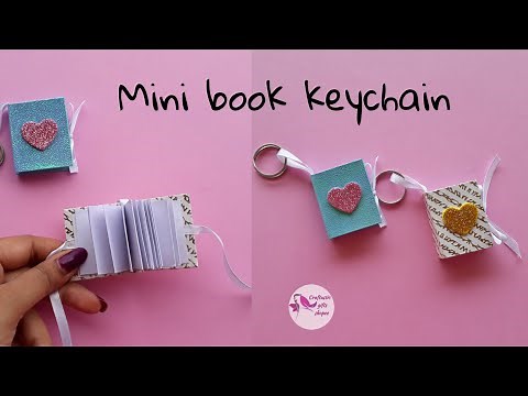 Mini book keychain/ DIY Mini scrapbook key chain tutorial/How to make micro mini scrapbook/Tiny book