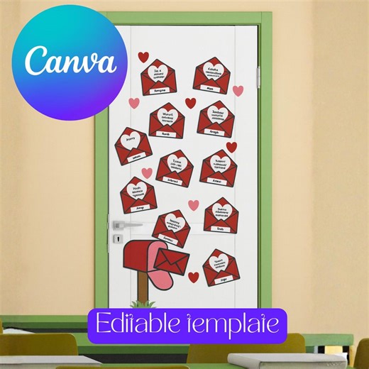 Valentine's Day Classroom Door Decor | Editable Letterbox (canva Template) - Etsy