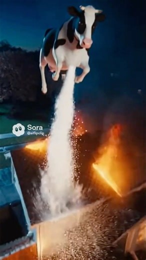 Firefighter Cow Puts Out Flames with Magic Milk 🐄 #firefighter #cow #magic #animals