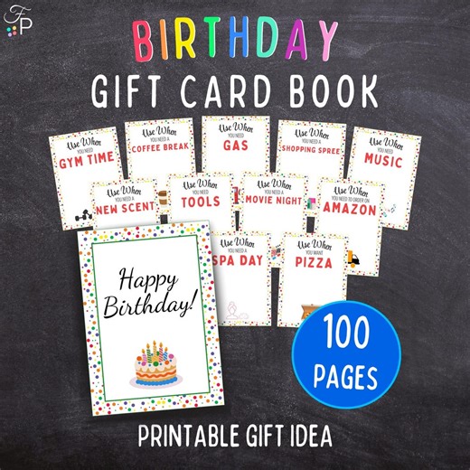 Birthday Gift Card Book Printable | 100 Gift Card Holders | Fun DIY Birthday Gift Idea for Teens & Adults | Instant Download - Etsy