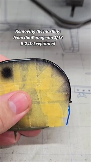 Bradford on Instagram: "Removing the masking from the Monogram 1/48 B-24D I repainted, it turned out so good. Now for a gloss coat, then it'll be time to apply the Hobbyboss decals. #fyp #foryou #foryoupage #fypage #fyp #fypシ #airplane #airforce #warbird #aviation #hobby #scalemodel #scalemodels #scalemodeler #modelkits #modelkit #modelkitbuild #plasticmodel #monogram #revell #b24 #b24liberator #hobbyboss #satisfying #satisfyingvideo #masking #maskingtape #tape"