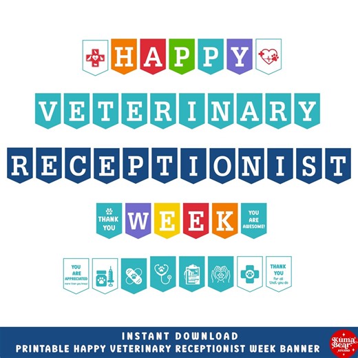 Veterinary Receptionist Week Banner, Animal Hospital Front Desk Celebration Sign Decor, Printable - Etsy