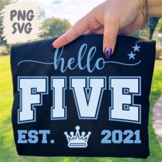 Hello Five Birthday Design: Fifth Birthday PNG SVG (digital Download) - Etsy