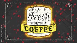 coffee store stain fancy mark for pure brewed beverage with classical writing on chalkboard background
