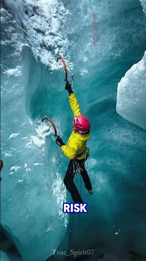 “Climbing the Blue Depths of the Alps” #iceclimbing #glacier #alpsadventure #alps #mountaineering