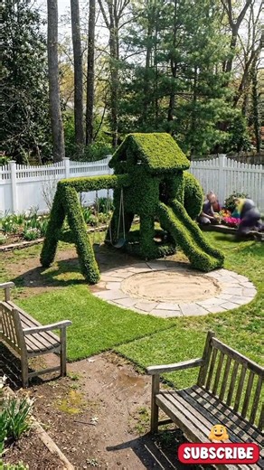 Backyard Topiary Transformation 😍 From Empty Yard to Dream Playground 🌿✨ #Shorts