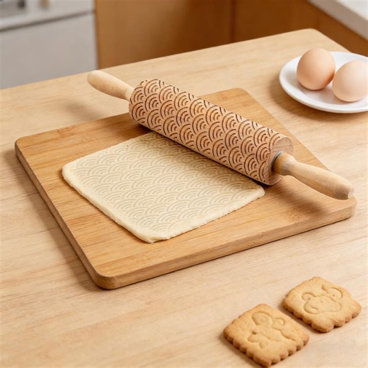 Handcrafted Solid Wood Rolling Pin, Engraved With Patterns or Text - Etsy